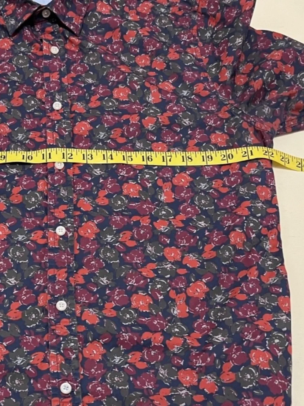 Banana Republic Luxe Poplin Shirt Men's L Untucked Slim Fit Floral Print